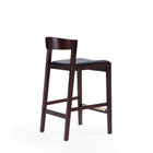 Manhattan Comfort Klismos Mid-Century Modern Wood Upholstered Counter Stool in Black - Set of 3