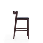 Manhattan Comfort Klismos Mid-Century Modern Wood Upholstered Counter Stool in Black - Set of 3
