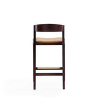 Manhattan Comfort Klismos Mid-Century Modern Wood Upholstered Counter Stool in Camel - Set of 3