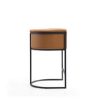 Manhattan Comfort Cosmopolitan Mid-Century Modern Metal Upholstered Counter Stool in Camel - Set of 3