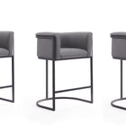 Manhattan Comfort Cosmopolitan Mid-Century Modern Metal Upholstered Counter Stool in Gray - Set of 3