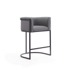 Manhattan Comfort Cosmopolitan Mid-Century Modern Metal Upholstered Counter Stool in Gray - Set of 3