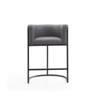 Manhattan Comfort Cosmopolitan Mid-Century Modern Metal Upholstered Counter Stool in Gray - Set of 3