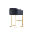 Manhattan Comfort Louvre Mid-Century Modern Metal Upholstered Counter Stool in Black - Set of 3