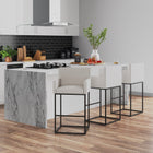 Manhattan Comfort Ambassador Mid-Century Modern Metal Upholstered Counter Stool in Cream - Set of 3