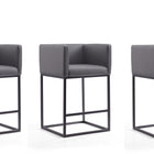 Manhattan Comfort Embassy Mid-Century Modern Metal Upholstered Counter Stool in Gray - Set of 3
