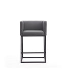 Manhattan Comfort Embassy Mid-Century Modern Metal Upholstered Counter Stool in Gray - Set of 3