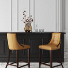 Manhattan Comfort Fifth Avenue Traditional Wood Upholstered Counter Stool in Camel - Set of 3
