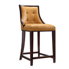 Manhattan Comfort Fifth Avenue Traditional Wood Upholstered Counter Stool in Camel - Set of 3
