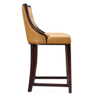 Manhattan Comfort Fifth Avenue Traditional Wood Upholstered Counter Stool in Camel - Set of 3