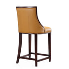 Manhattan Comfort Fifth Avenue Traditional Wood Upholstered Counter Stool in Camel - Set of 3