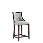 Manhattan Comfort Fifth Avenue Traditional Wood Upholstered Counter Stool in Light Gray - Set of 3
