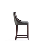 Manhattan Comfort Fifth Avenue Traditional Wood Upholstered Counter Stool in Graphite - Set of 3