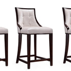 Manhattan Comfort Fifth Avenue Traditional Wood Upholstered Counter Stool in Pearl White - Set of 3