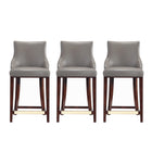 Manhattan Comfort Shubert Modern Wood Upholstered Counter Stool in Dark Taupe - Set of 3