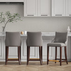 Manhattan Comfort Shubert Modern Wood Upholstered Counter Stool in Dark Taupe - Set of 3