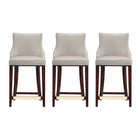 Manhattan Comfort Shubert Modern Wood Upholstered Counter Stool in Light Gray - Set of 3