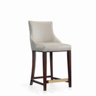 Manhattan Comfort Shubert Modern Wood Upholstered Counter Stool in Light Gray - Set of 3