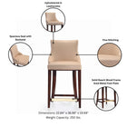 Manhattan Comfort Shubert Modern Wood Upholstered Counter Stool in Tan - Set of 3
