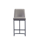 Manhattan Comfort Serena Modern Metal Upholstered Counter Stool in Taupe - Set of 3