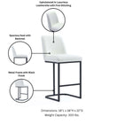 Manhattan Comfort Serena Modern Metal Upholstered Counter Stool in White - Set of 3