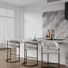 Manhattan Comfort Augusta Modern Metal Upholstered Counter Stool in Light Gray - Set of 3