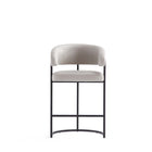 Manhattan Comfort Augusta Modern Metal Upholstered Counter Stool in Light Gray - Set of 3