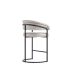 Manhattan Comfort Augusta Modern Metal Upholstered Counter Stool in Light Gray - Set of 3