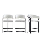 Manhattan Comfort Augusta Modern Metal Upholstered Counter Stool in White - Set of 3