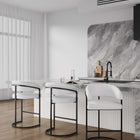 Manhattan Comfort Augusta Modern Metal Upholstered Counter Stool in White - Set of 3