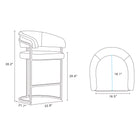 Manhattan Comfort Augusta Modern Metal Upholstered Counter Stool in White - Set of 3