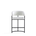 Manhattan Comfort Augusta Modern Metal Upholstered Counter Stool in White - Set of 3