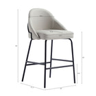 Manhattan Comfort Gracie Modern Metal Upholstered Counter Stool in Stone Gray and Black - Set of 3