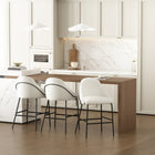 Manhattan Comfort Gracie Modern Metal Upholstered Counter Stool in White and Black - Set of 3
