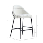 Manhattan Comfort Gracie Modern Metal Upholstered Counter Stool in White and Black - Set of 3