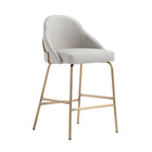 Manhattan Comfort Gracie Modern Metal Upholstered Counter Stool in Stone Gray and Gold - Set of 3
