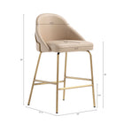 Manhattan Comfort Gracie Modern Metal Upholstered Counter Stool in Tan and Gold - Set of 3