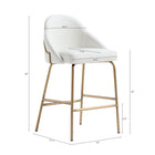 Manhattan Comfort Gracie Modern Metal Upholstered Counter Stool in White and Gold - Set of 3