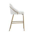 Manhattan Comfort Gracie Modern Metal Upholstered Counter Stool in White and Gold - Set of 3