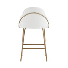 Manhattan Comfort Gracie Modern Metal Upholstered Counter Stool in White and Gold - Set of 3