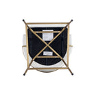 Manhattan Comfort Gracie Modern Metal Upholstered Counter Stool in White and Gold - Set of 3