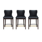 Manhattan Comfort Blair Modern Wood Upholstered Counter Stool in Black - Set of 3