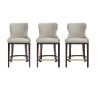 Manhattan Comfort Blair Modern Wood Upholstered Counter Stool in Stone - Set of 3