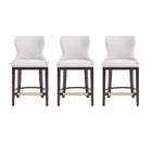 Manhattan Comfort Blair Modern Wood Upholstered Counter Stool in White - Set of 3