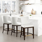Manhattan Comfort Blair Modern Wood Upholstered Counter Stool in White - Set of 3