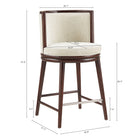 Manhattan Comfort Evalyn Modern Wood Upholstered Counter Stool in Cream - Set of 3
