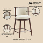 Manhattan Comfort Evalyn Modern Wood Upholstered Counter Stool in Cream - Set of 3