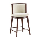 Manhattan Comfort Evalyn Modern Wood Upholstered Counter Stool in Cream - Set of 3