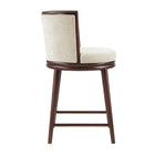 Manhattan Comfort Evalyn Modern Wood Upholstered Counter Stool in Cream - Set of 3