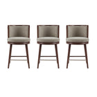 Manhattan Comfort Evalyn Modern Wood Upholstered Counter Stool in Dove - Set of 3